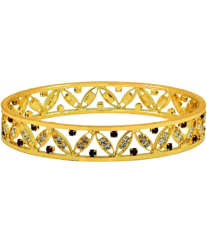 The Jewelbox Brass Gold Plating Cubiz Zirconia Studded Gold Coloured Bangle Set - Bangles & Bracelets | Buy online on ZillyBuy