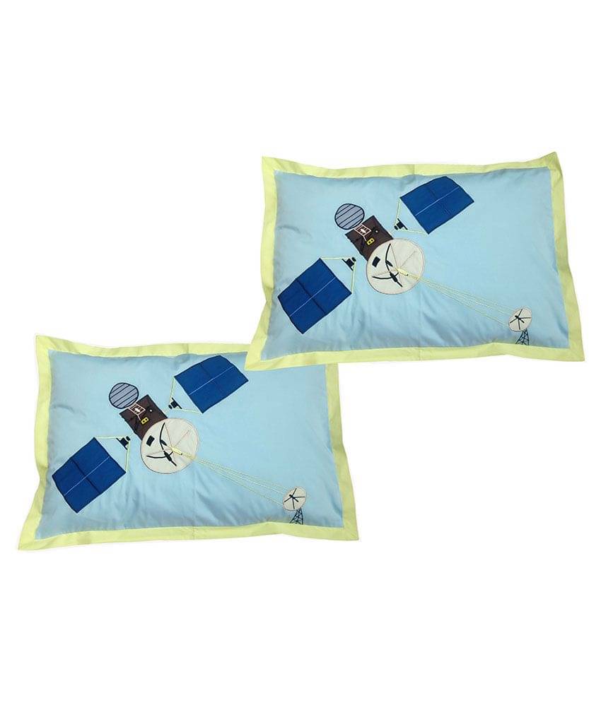 HUGS N RUGS - Pack of 2 Cotton Embroidered Regular Pillow Cover ( 60.96 cm(24) x 40.64 cm(16) ) - Blue HUGS N RUGS - Pack of 2 Cotton Embroidered Regular Pillow Cover ( 60.96 cm(24) x 40.64 cm(16) ) - Blue