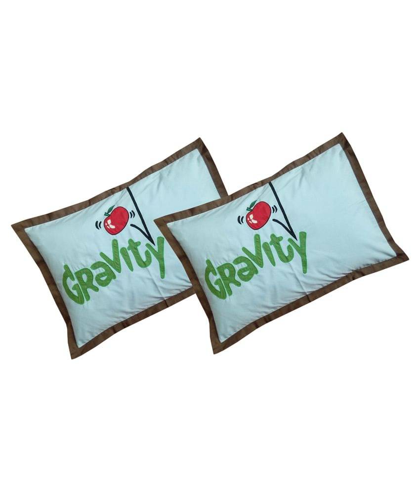     			HUGS N RUGS - Pack of 2 Cotton Embroidered Regular Pillow Cover ( 60.96 cm(24) x 40.64 cm(16) ) - Blue