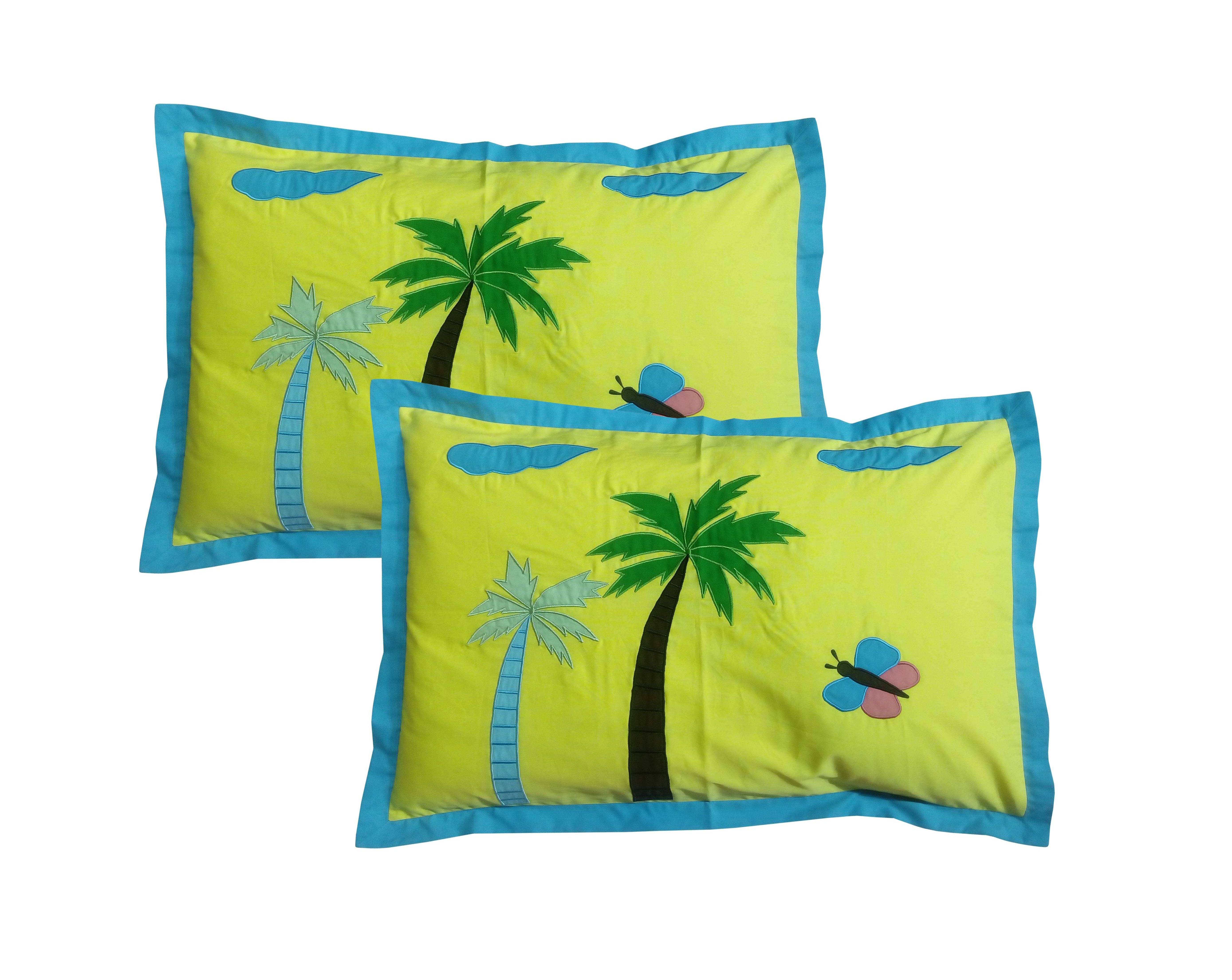     			HUGS N RUGS - Pack of 2 Cotton Embroidered Regular Pillow Cover ( 60.96 cm(24) x 40.64 cm(16) ) - Green
