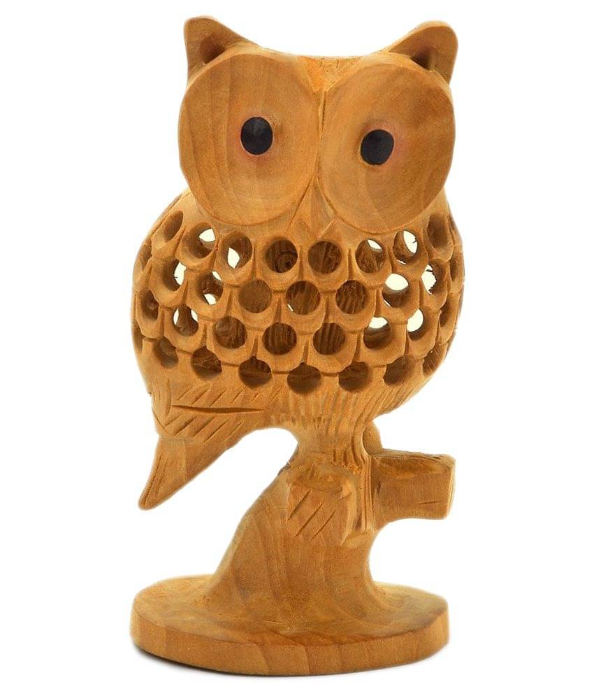     			Vivan Creation Beige Wooden Owl