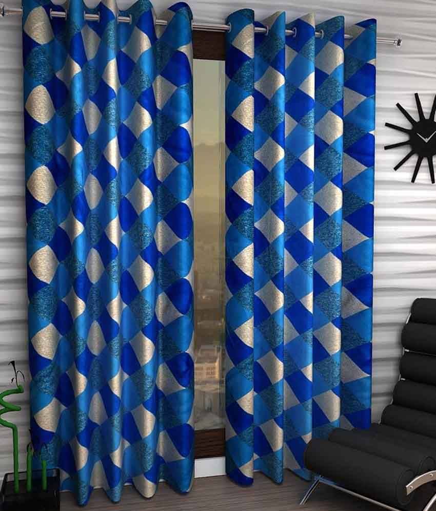     			Tanishka Fabs Transparent Curtain 7 ft ( Pack of 2 ) - Blue