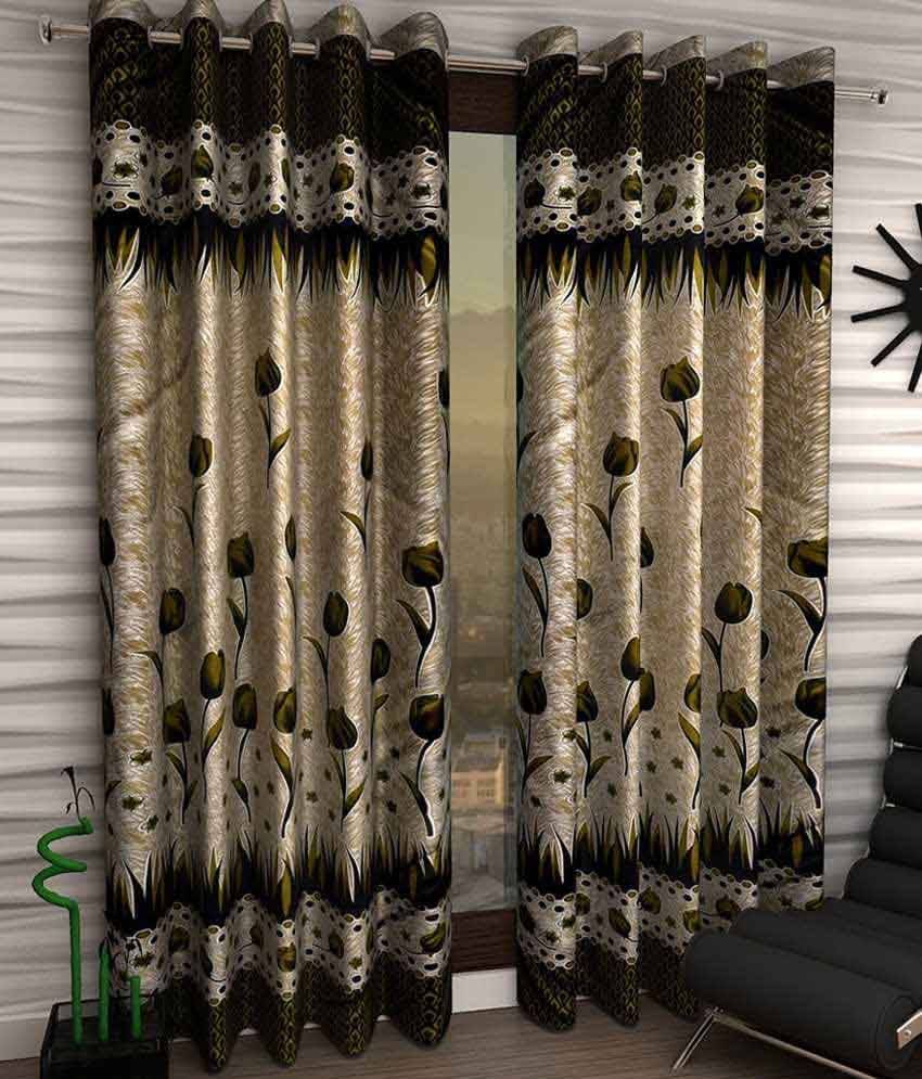     			Tanishka Fabs Transparent Curtain 7 ft ( Pack of 2 ) - Brown