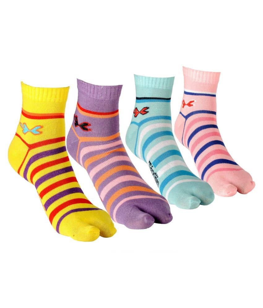Texlon - Multicolor Cotton Women's Ankle Length Socks ( Pack of 4 ) - Socks | Buy online on ZillyBuy