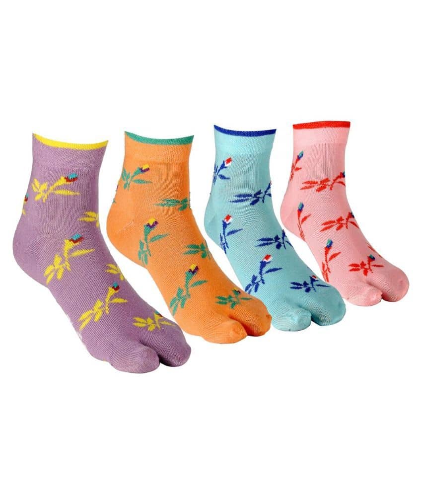 Texlon Multicolor Cotton Ankle Length Socks for Women - Pack of 4 - Socks | Buy online on ZillyBuy
