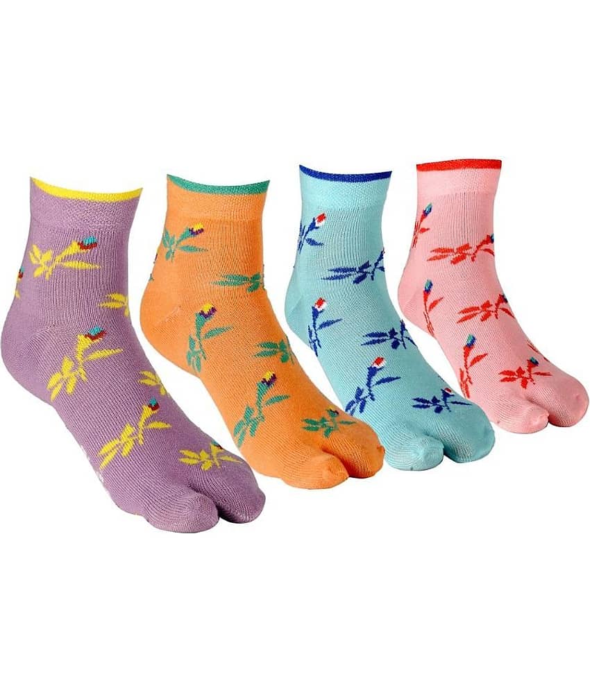 Texlon Multicolor Cotton Ankle Length Socks for Women - Pack of 4 - Socks | Buy online on ZillyBuy
