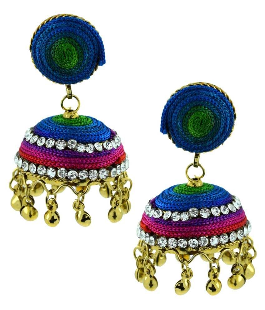 the jewelbox Brass Gold Plating Beads Studded Multi Coloured Earrings the jewelbox Brass Gold Plating Beads Studded Multi Coloured Earrings