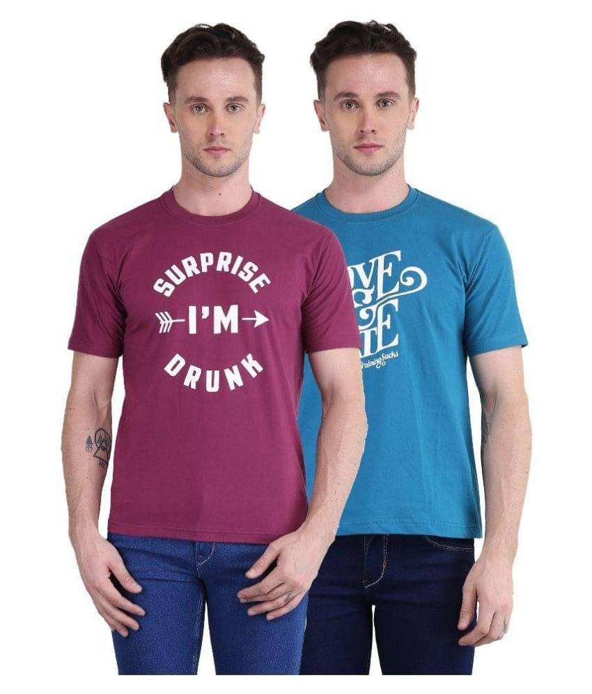 British Terminal Pack of 2 100 Percent Cotton Slim Fit Men's T-Shirt ( Multi ) British Terminal Pack of 2 100 Percent Cotton Slim Fit Men's T-Shirt ( Multi )