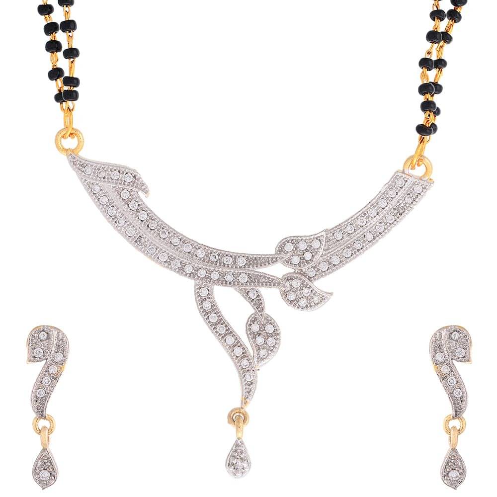    			Zeneme Alloy Gold Plating American Diamonds Studded Gold Coloured Mangalsutra Set