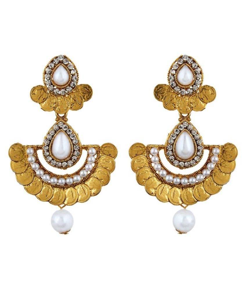     			Navya Collections Alloy Studded Golden Coloured Earrings