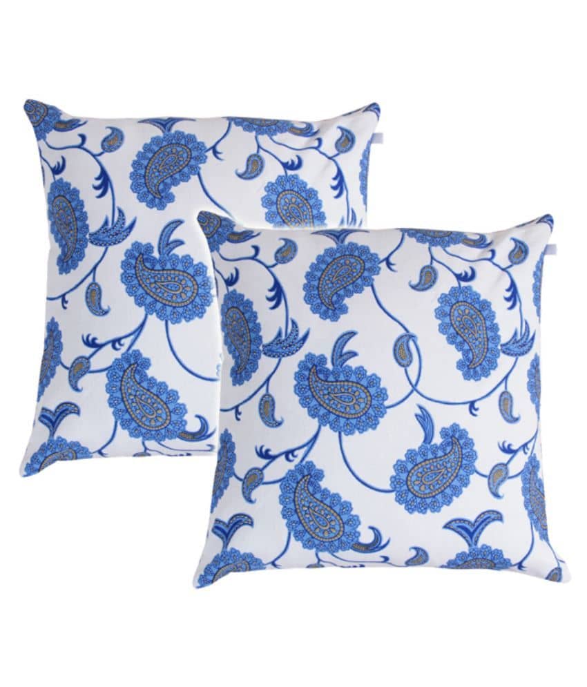 Zubix Blue Cotton Cushion Covers - Set Of 2