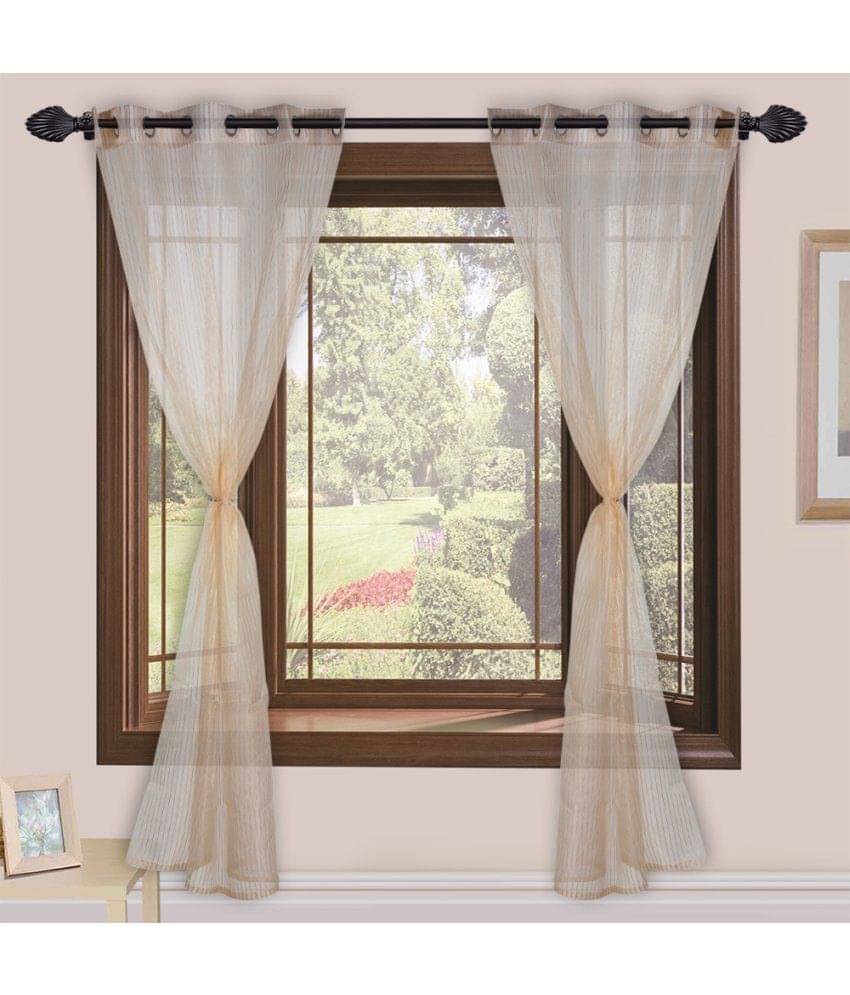 Homefab India Stripes Transparent Eyelet Door Curtain 7ft (Pack of 2) - Beige Homefab India Stripes Transparent Eyelet Door Curtain 7ft (Pack of 2) - Beige