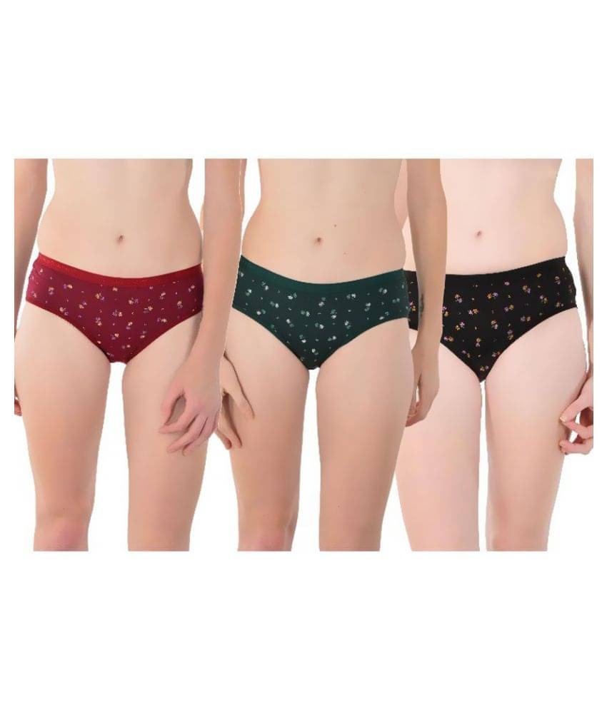     			Eve's Beauty Pack of 3 Cotton Women's Hipsters ( Multi Color )