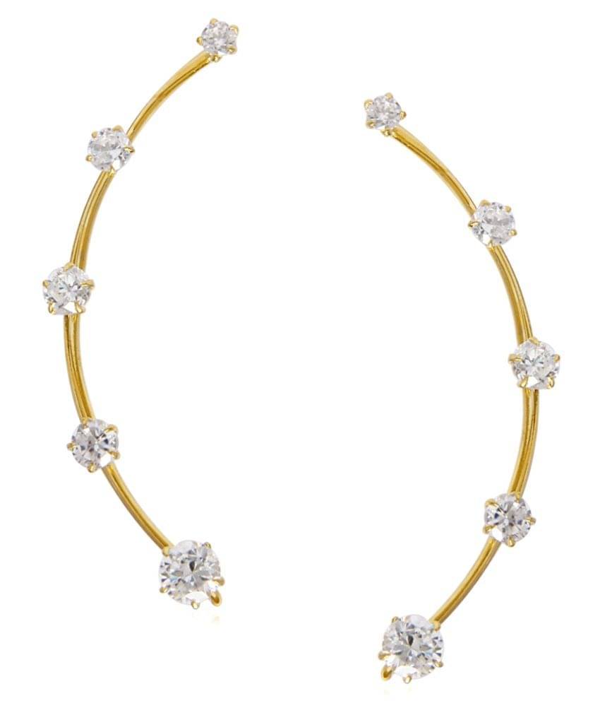 Zeneme Alloy Gold Plating American diamonds Studded Gold Coloured Earrings Zeneme Alloy Gold Plating American diamonds Studded Gold Coloured Earrings