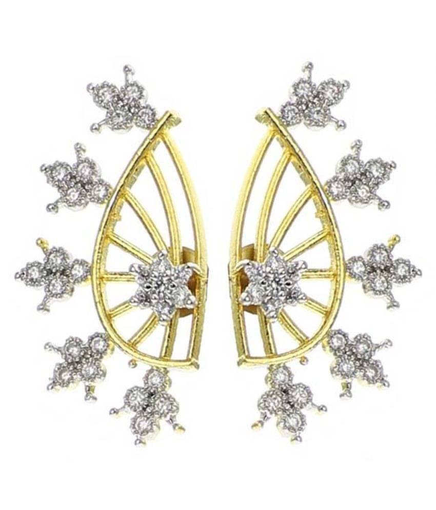 Zeneme Alloy Gold Plating American diamonds Studded Gold Coloured Earrings Zeneme Alloy Gold Plating American diamonds Studded Gold Coloured Earrings