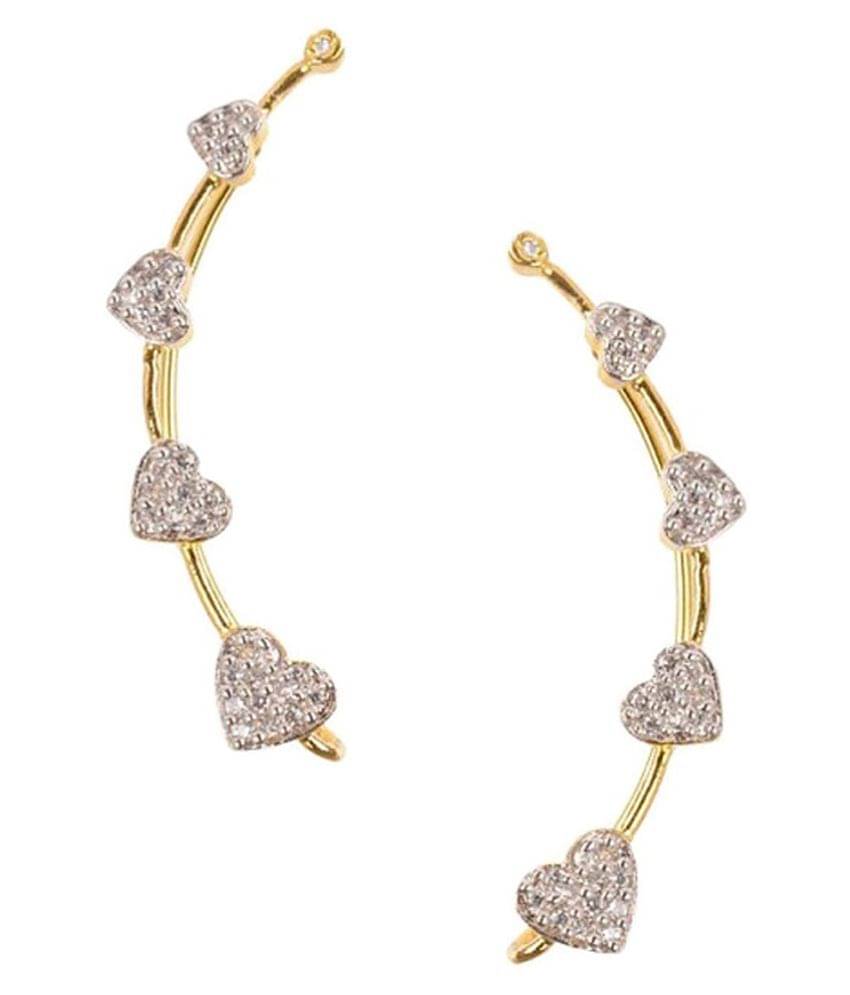 Zeneme Alloy Gold Plating American diamonds Studded Gold Coloured Earrings     			Zeneme Alloy Gold Plating American diamonds Studded Gold Coloured Earrings