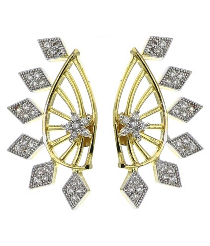 Zeneme Alloy Gold Plating American diamonds Studded Gold Coloured Earrings Zeneme Alloy Gold Plating American diamonds Studded Gold Coloured Earrings