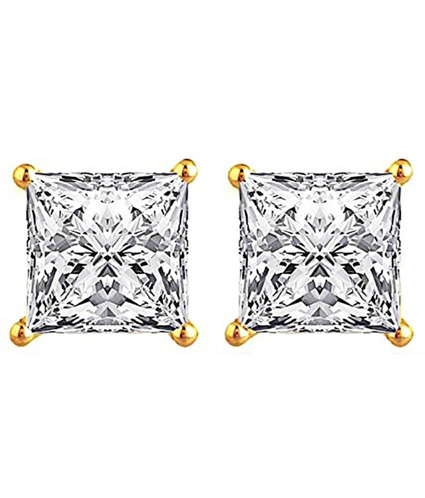Zeneme Alloy Gold Plating Cubiz Zirconia Studded White Coloured Earrings Zeneme Alloy Gold Plating Cubiz Zirconia Studded White Coloured Earrings