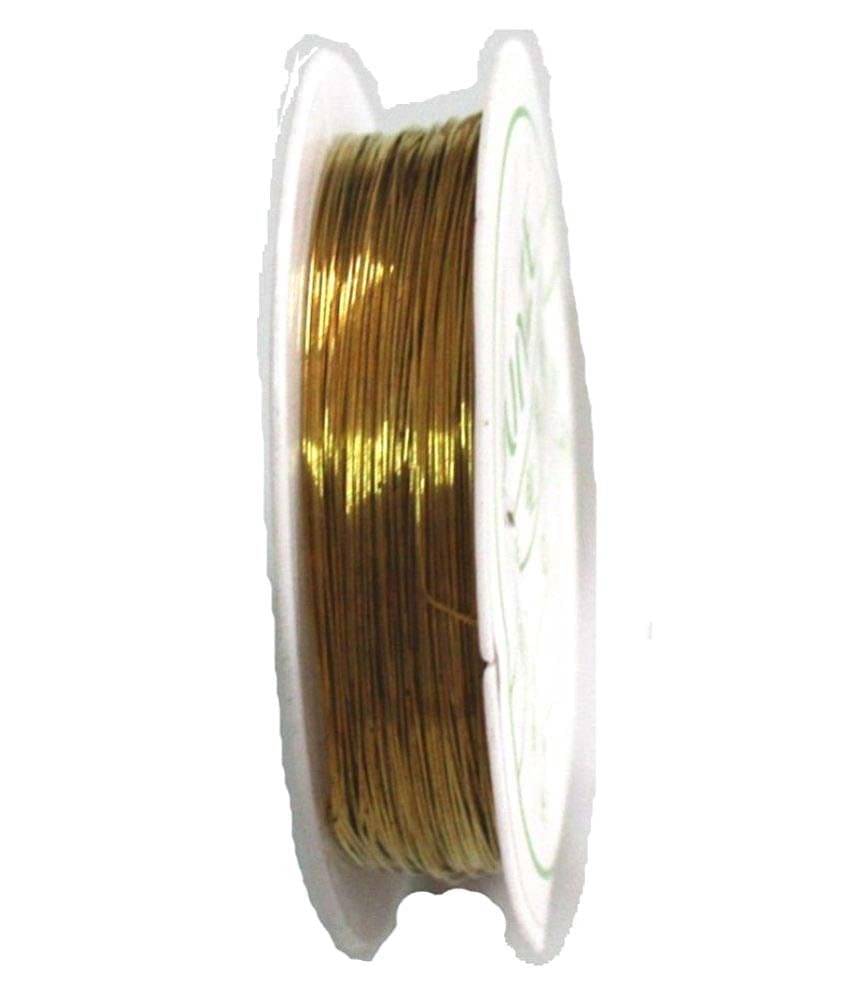     			Vardhman Gold Colored Copper Beading Wire for DIY Craft ,Jewelry Making, bracelet making, neckles  making etc. Pack of 2
