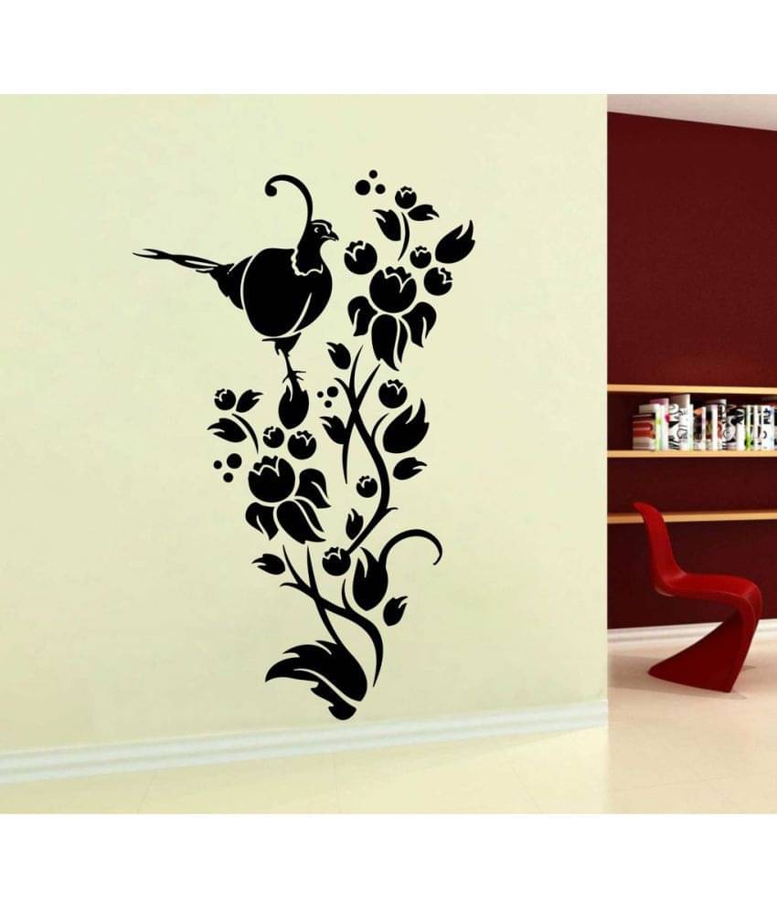     			Decor Villa bird is on flower Vinyl Wall Stickers