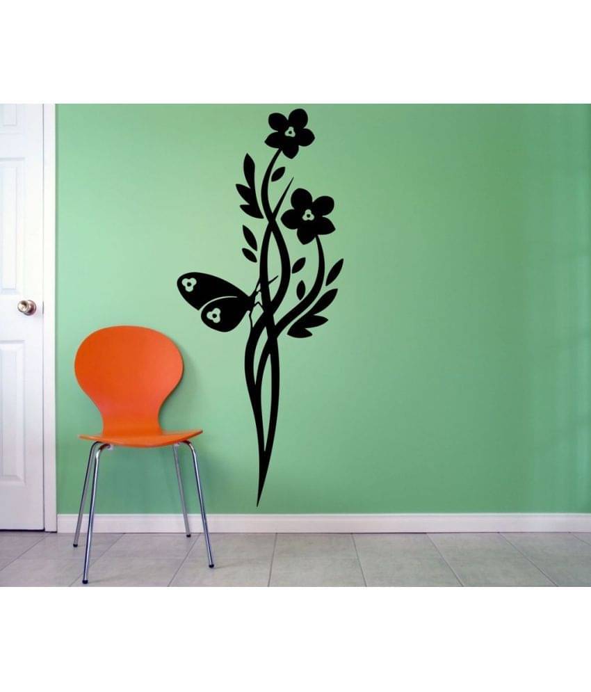     			Decor Villa butterflay is on flower Vinyl Wall Stickers