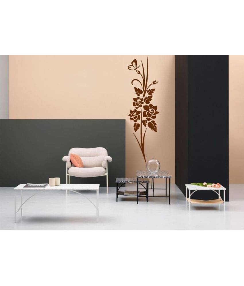     			Decor Villa beautiful flowers with butterflay Vinyl Wall Stickers