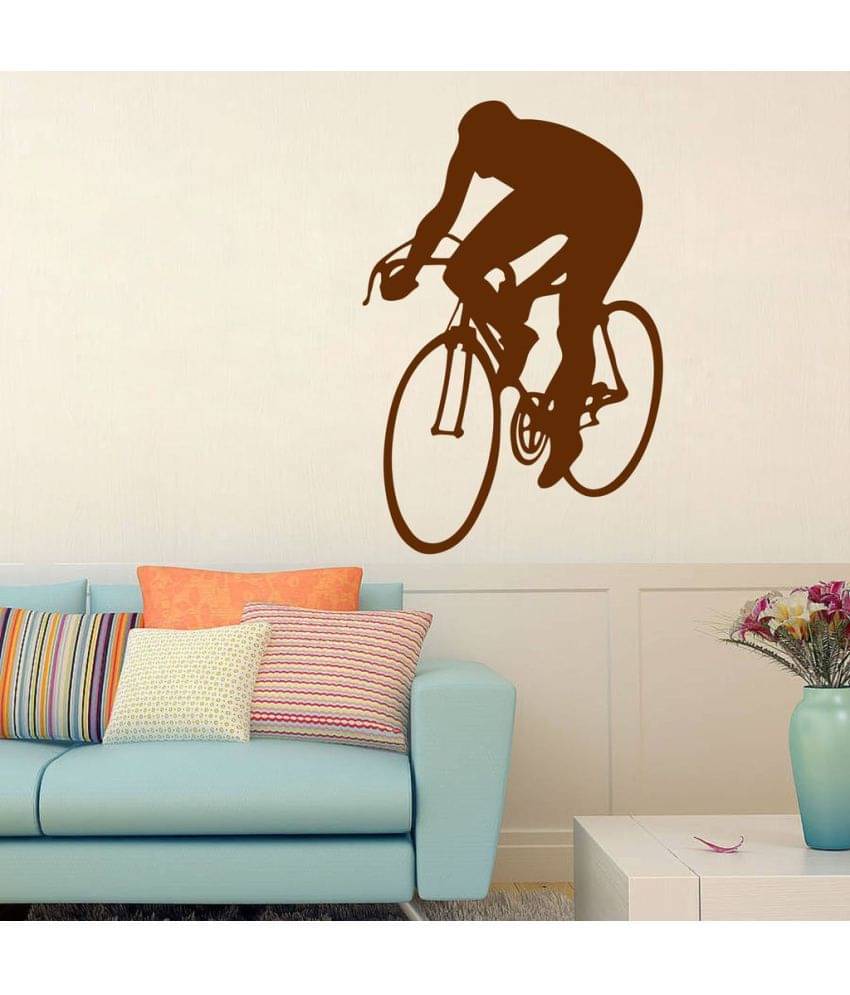    			Decor Villa Cycle with man Vinyl Wall Stickers