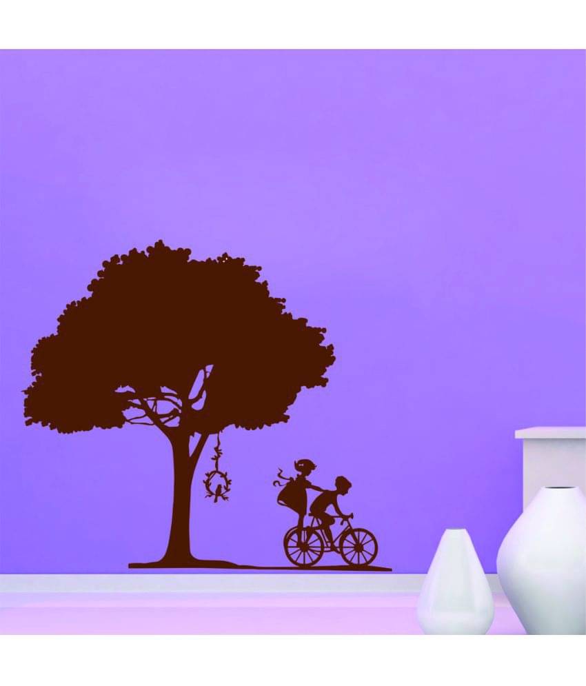     			Decor Villa Girl is on bike with boy Vinyl Wall Stickers