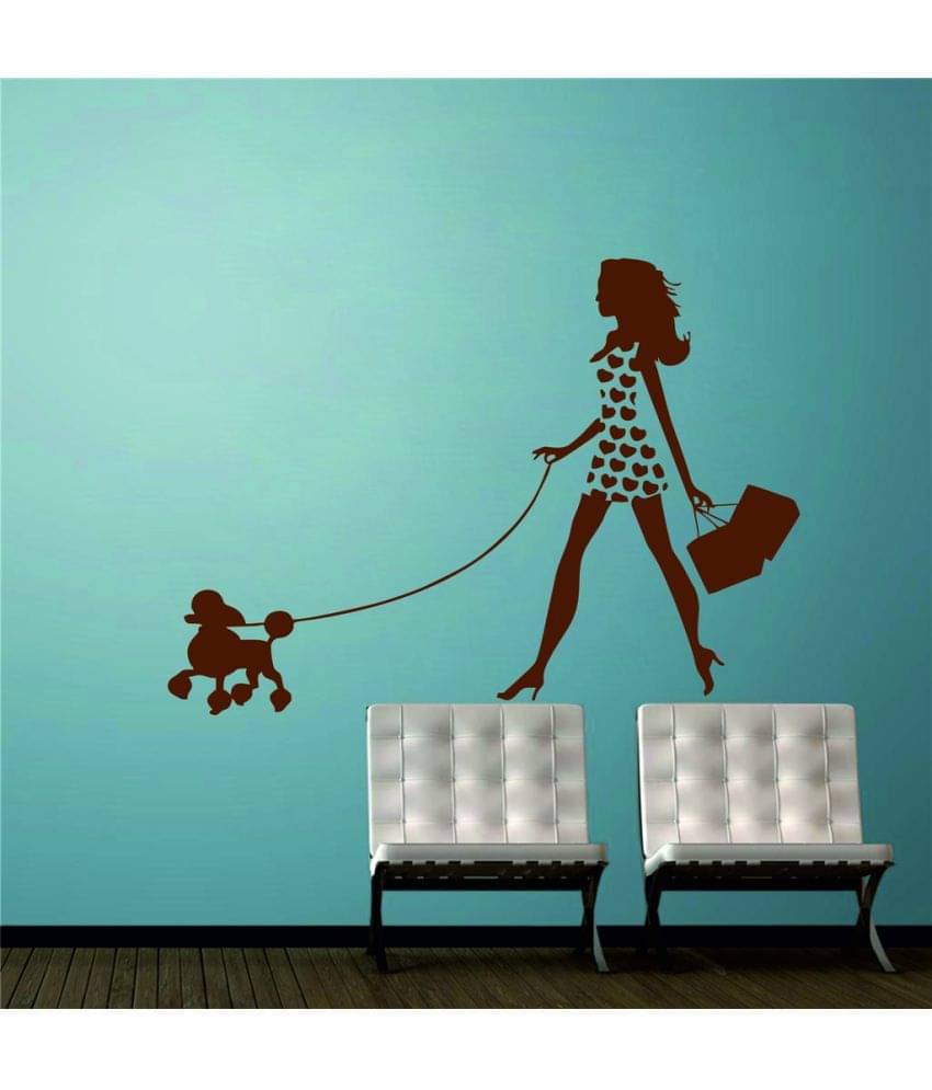     			Decor Villa Girl with Dog Vinyl Wall Stickers