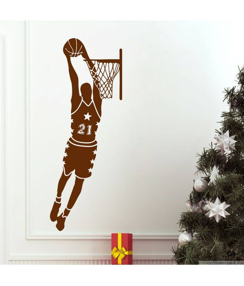     			Decor Villa Playing Basket Ball Vinyl Wall Stickers