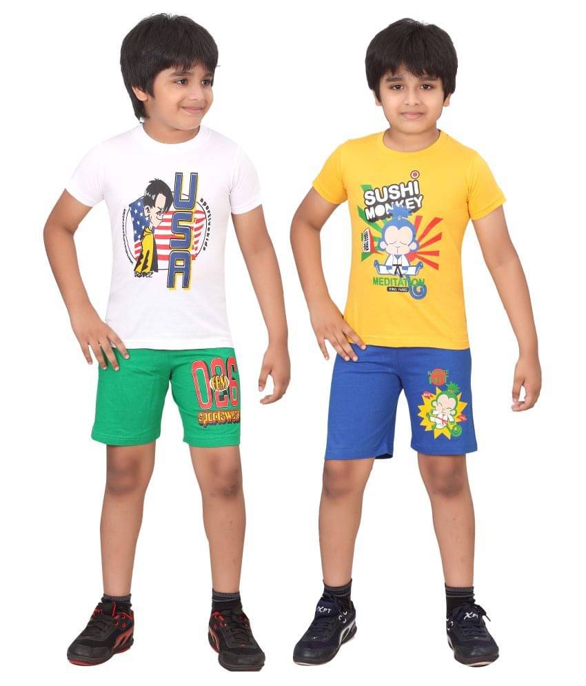     			Dongli Pack of 1 Boys Cotton T-Shirt & Shorts Set ( Multi )