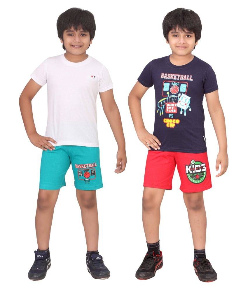    			Dongli Pack of 2 Boys Cotton Shirt & Shorts Set ( Multicolor )