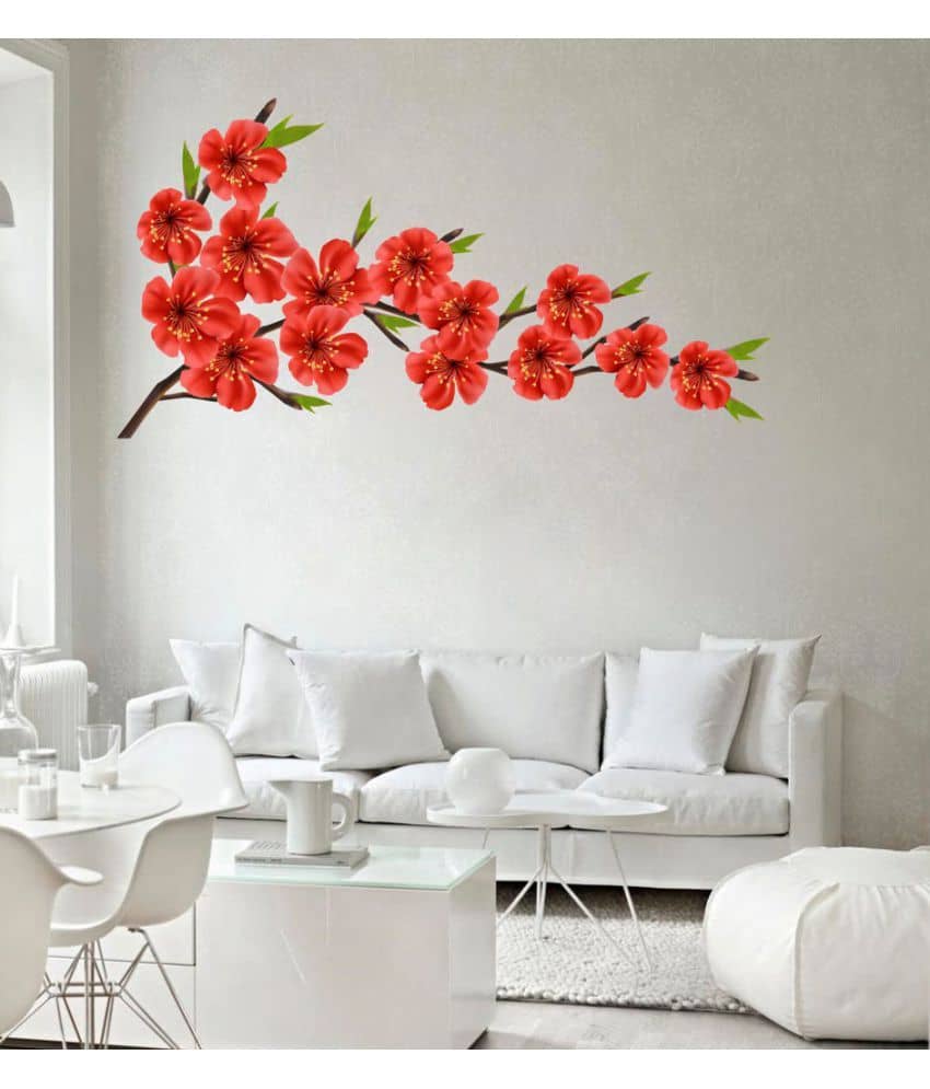 Decor Villa red flowers Vinyl Wall Stickers