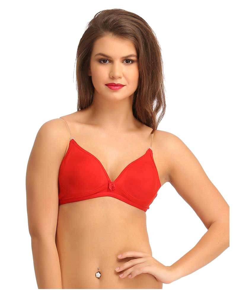     			Clovia Red Poly Cotton T-Shirt/ Seamless Bra