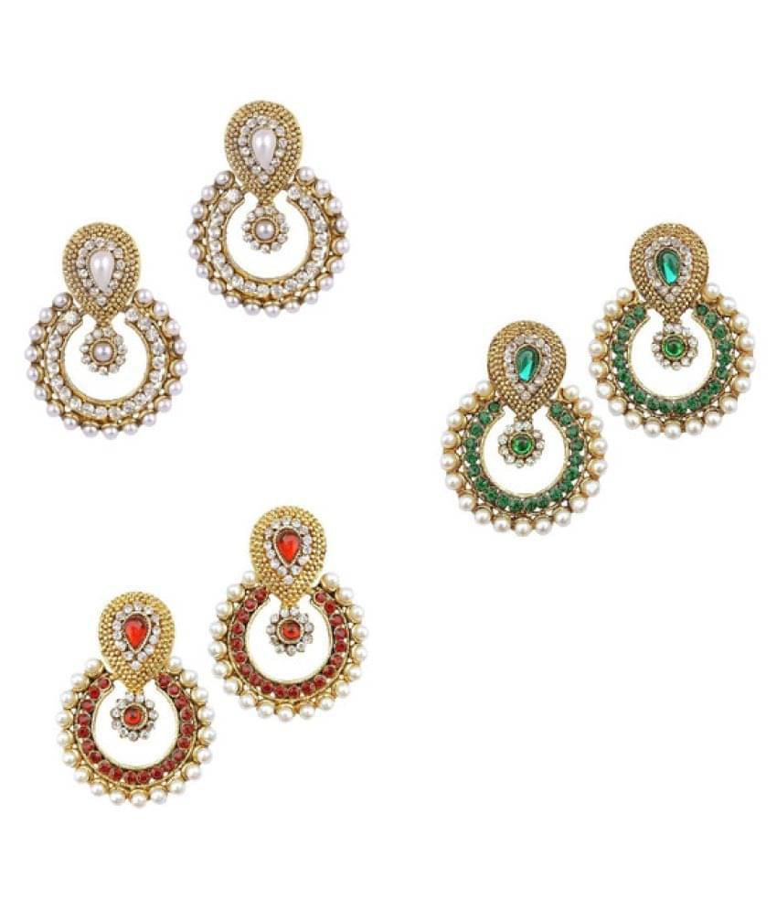 YouBella Combo of Three Designer Traditional Multi Colour Earrings YouBella Combo of Three Designer Traditional Multi Colour Earrings