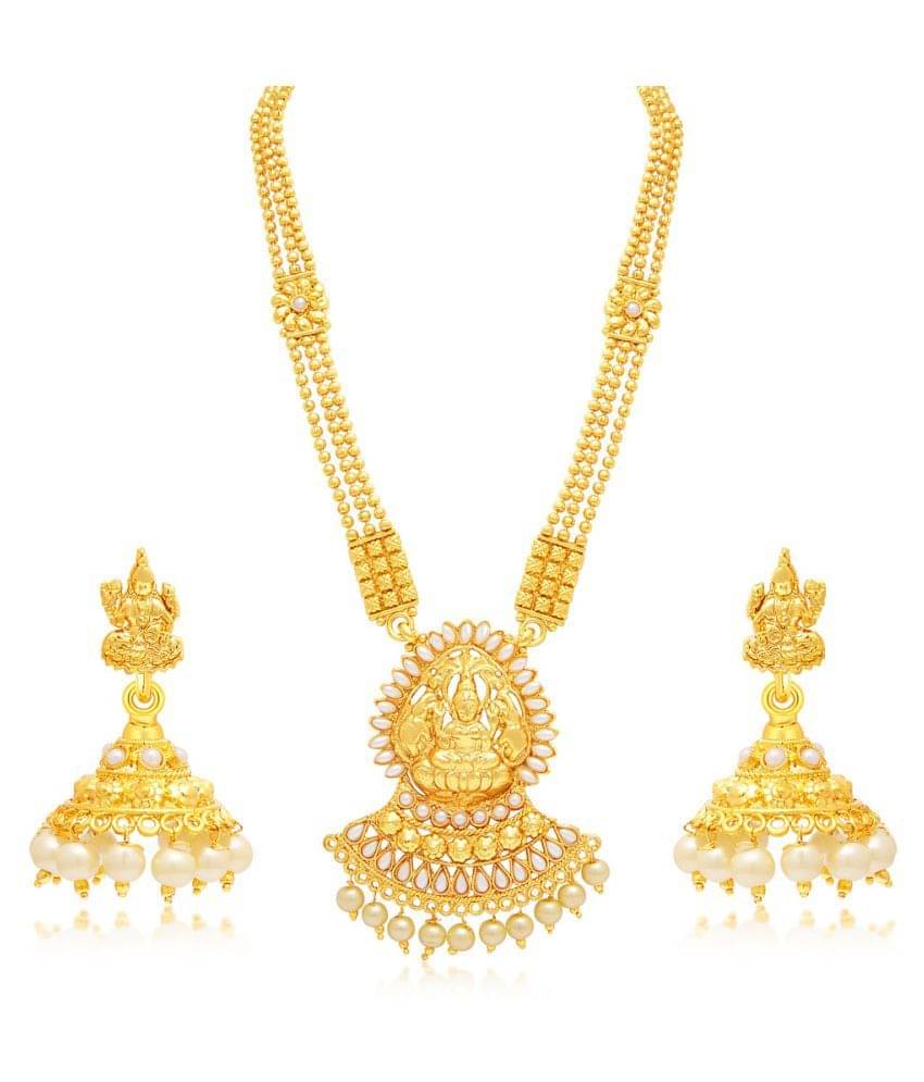     			Sukkhi Golden Alloy Necklace Set for Women