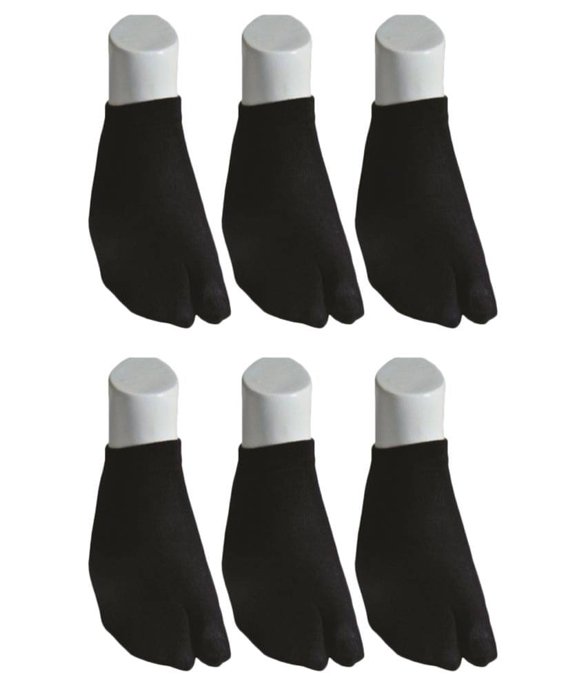     			Tahiro Black Cotton Thumb Socks - Pack Of 6