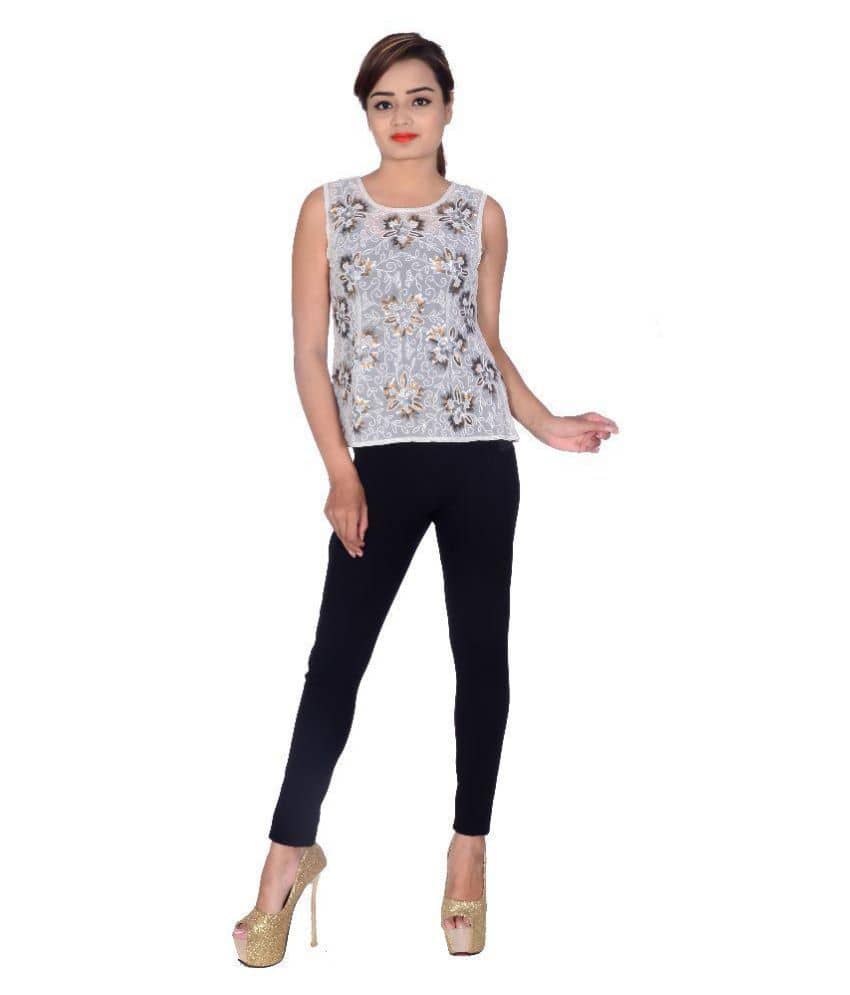Apratim Women's Georgette Regular Top ( White )