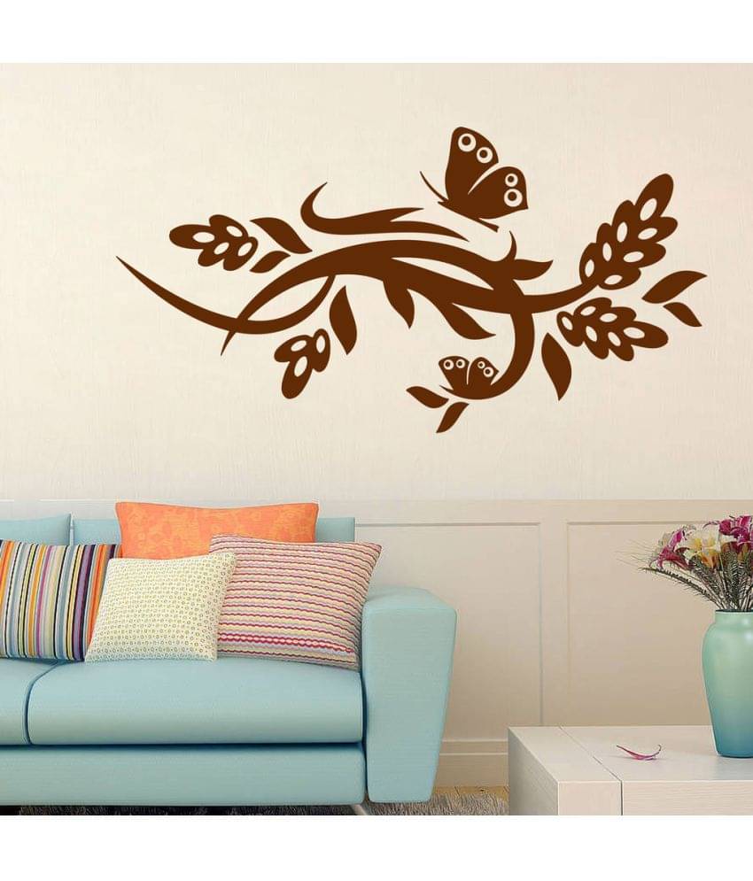     			Decor Villa Butterfly with Flower PVC Wall Stickers