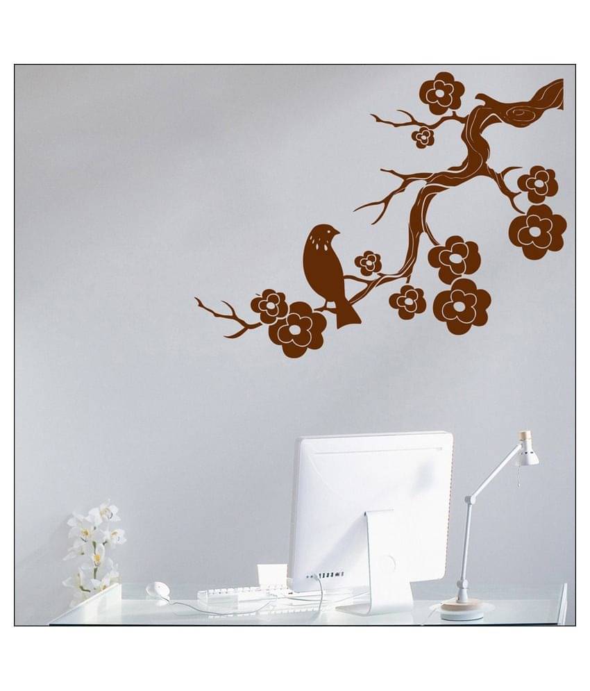     			Decor Villa Bird On Flower Tree PVC Wall Stickers