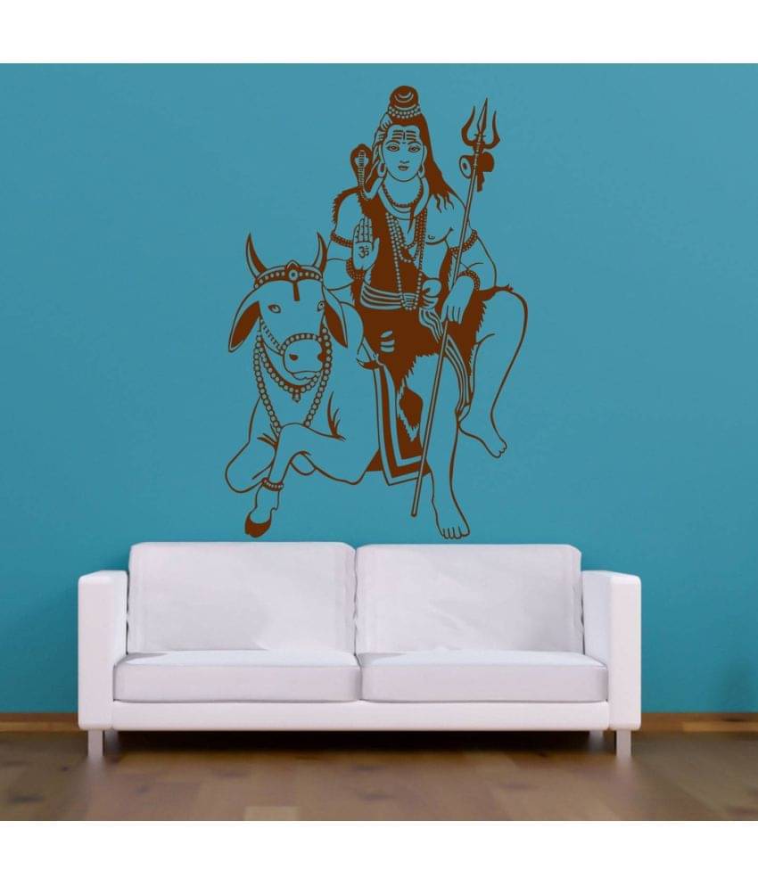 Decor Villa Shiv Sitting On Nandi PVC Wall Stickers Decor Villa Shiv Sitting On Nandi PVC Wall Stickers