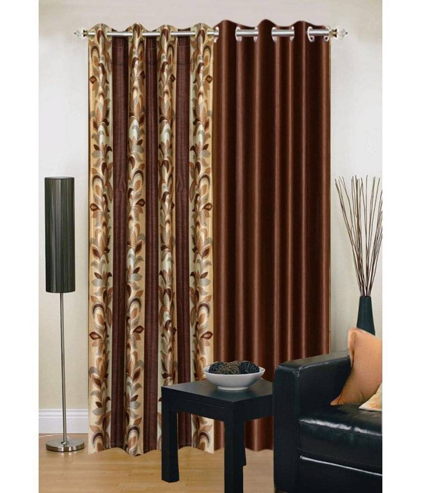     			Stella Creations Set of 2 Window Eyelet Curtains Floral Multi Color