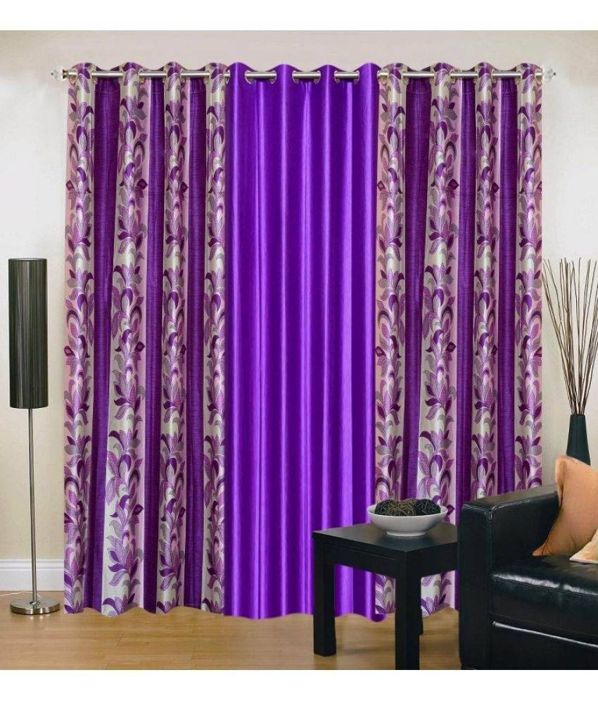 Stella Creations Set of 3 Window Eyelet Curtains Floral Purple Stella Creations Set of 3 Window Eyelet Curtains Floral Purple