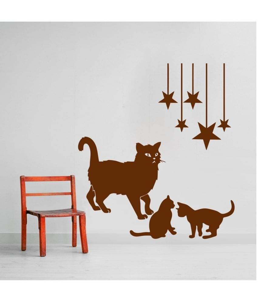     			Decor Villa Cat Family PVC Wall Stickers