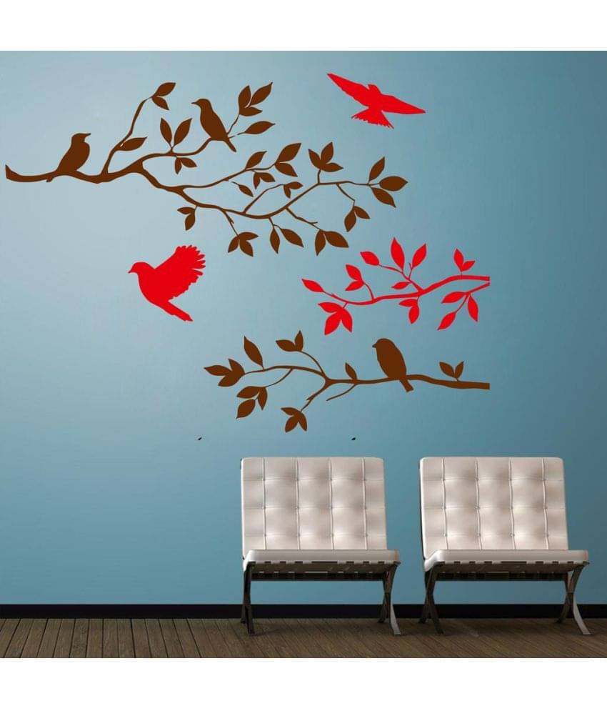     			Decor Villa Sitting Bird On The Tree PVC Wall Stickers