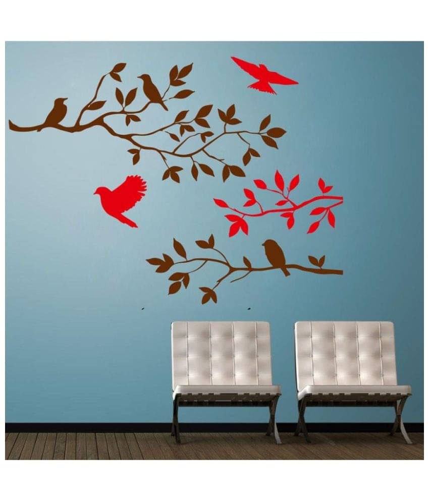     			Decor Villa Sitting Bird On The Tree PVC Wall Stickers