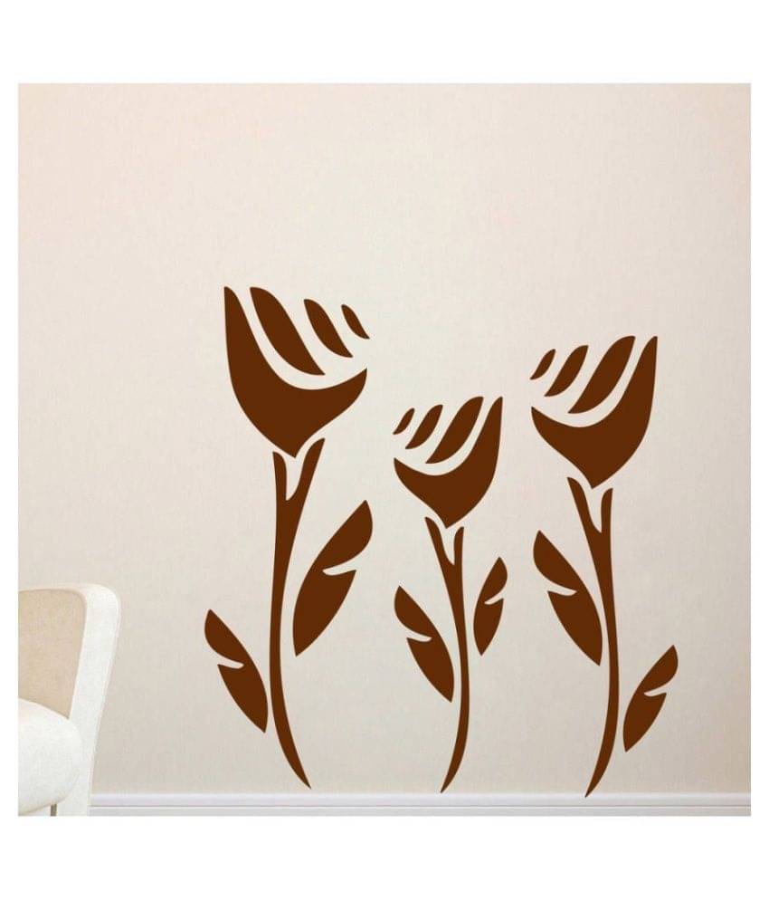    			Decor Villa Three Rose PVC Wall Stickers