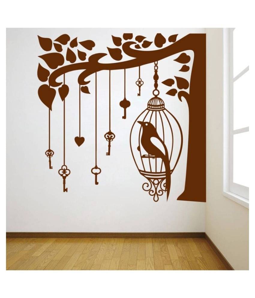     			Decor Villa Bird In The Cage PVC Wall Stickers