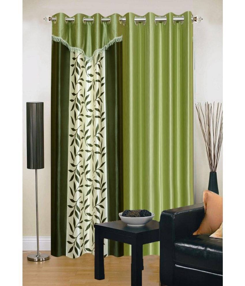    			Stella Creations Set of 2 Long Door Eyelet Curtains Floral Multi Color