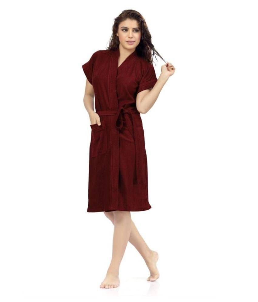     			Feelblue Cotton Bathrobe Maroon